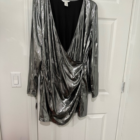 Shiny Silver Wrap Dress - Picture 2 of 4